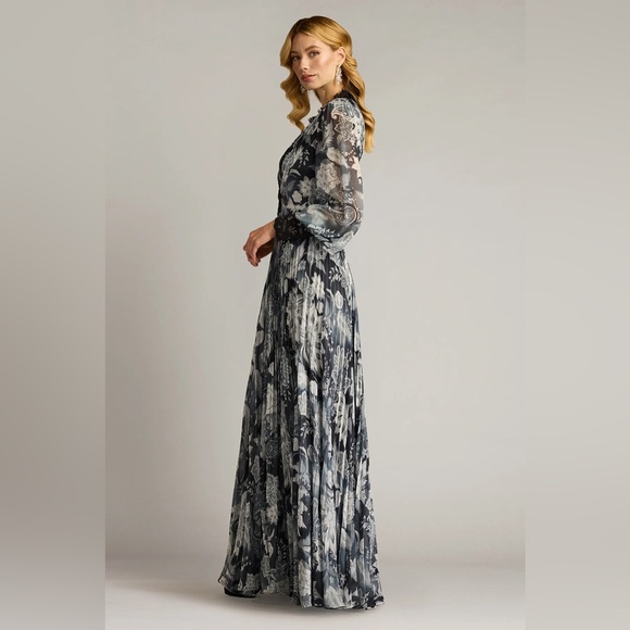 TADASHI SHOJI - AUDRA FLORAL PRINT CHIFFON GOWN - Picture 4 of 6
